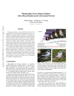 Photographic Text-to-Image Synthesis with a Hierarchically-nested
  Adversarial Network