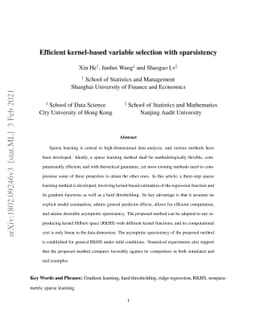 Efficient kernel-based variable selection with sparsistency