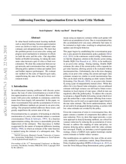 Addressing Function Approximation Error in Actor-Critic Methods