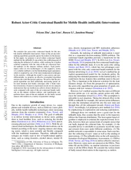 Robust Actor-Critic Contextual Bandit for Mobile Health (mHealth)
  Interventions