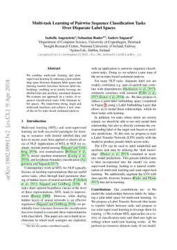 Multi-task Learning of Pairwise Sequence Classification Tasks Over
  Disparate Label Spaces
