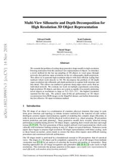 Multi-View Silhouette and Depth Decomposition for High Resolution 3D
  Object Representation
