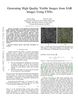 Generating High Quality Visible Images from SAR Images Using CNNs
