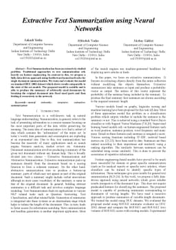 Extractive Text Summarization using Neural Networks