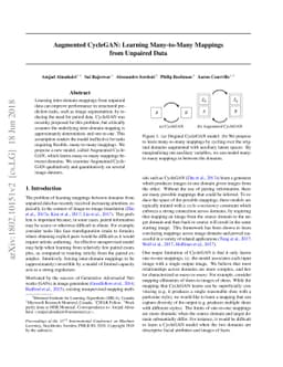Augmented CycleGAN: Learning Many-to-Many Mappings from Unpaired Data