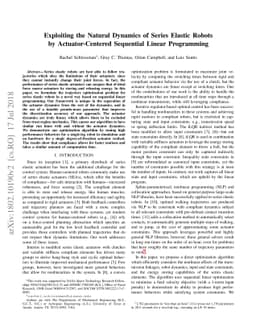 Exploiting the Natural Dynamics of Series Elastic Robots by
  Actuator-Centered Sequential Linear Programming