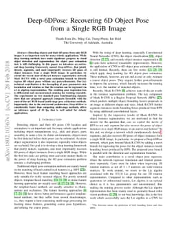 Deep-6DPose: Recovering 6D Object Pose from a Single RGB Image