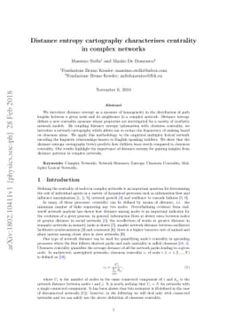Distance entropy cartography characterises centrality in complex
  networks