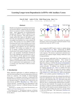 Learning Longer-term Dependencies in RNNs with Auxiliary Losses