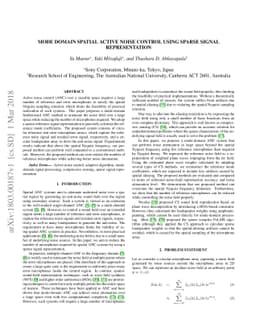 Mode Domain Spatial Active Noise Control Using Sparse Signal
  Representation