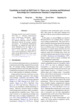 Yuanfudao at SemEval-2018 Task 11: Three-way Attention and Relational
  Knowledge for Commonsense Machine Comprehension
