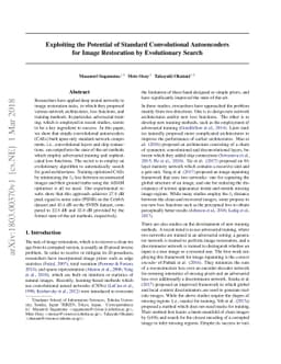 Exploiting the Potential of Standard Convolutional Autoencoders for
  Image Restoration by Evolutionary Search