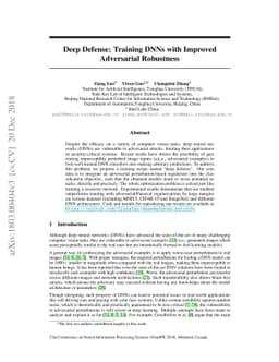 Deep Defense: Training DNNs with Improved Adversarial Robustness