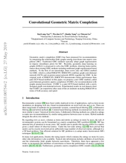 Convolutional Geometric Matrix Completion