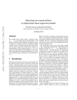 Detecting non-causal artifacts in multivariate linear regression models