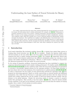 Understanding the Loss Surface of Neural Networks for Binary
  Classification
