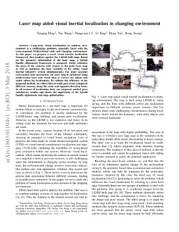 Laser map aided visual inertial localization in changing environment