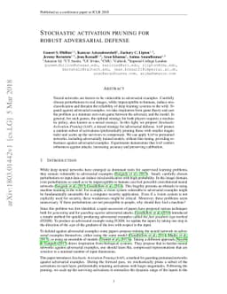 Stochastic Activation Pruning for Robust Adversarial Defense