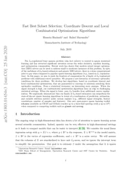 Fast Best Subset Selection: Coordinate Descent and Local Combinatorial
  Optimization Algorithms