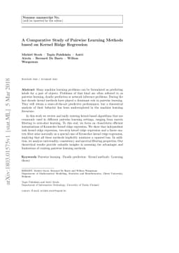 A Comparative Study of Pairwise Learning Methods based on Kernel Ridge
  Regression