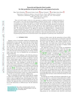 Tensorial and bipartite block models for link prediction in layered
  networks and temporal networks