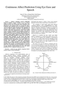 Continuous Affect Prediction Using Eye Gaze and Speech