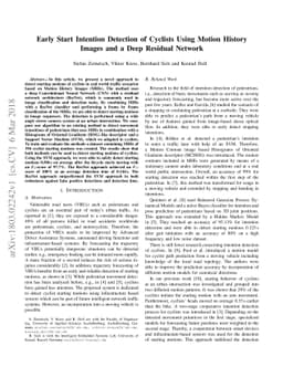 Early Start Intention Detection of Cyclists Using Motion History Images
  and a Deep Residual Network
