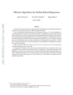 Efficient Algorithms for Outlier-Robust Regression