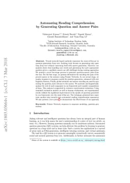 Automating Reading Comprehension by Generating Question and Answer Pairs