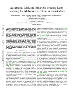 Adversarial Malware Binaries: Evading Deep Learning for Malware
  Detection in Executables