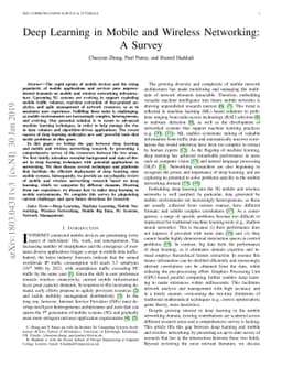 Deep Learning in Mobile and Wireless Networking: A Survey