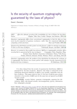 Is the security of quantum cryptography guaranteed by the laws of
  physics?