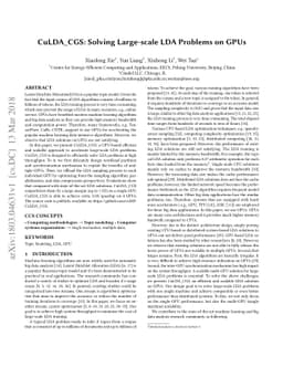 CuLDA_CGS: Solving Large-scale LDA Problems on GPUs
