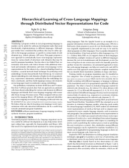 Hierarchical Learning of Cross-Language Mappings through Distributed
  Vector Representations for Code