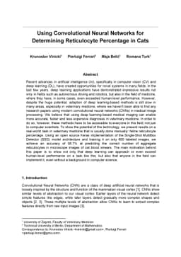 Using Convolutional Neural Networks for Determining Reticulocyte
  Percentage in Cats