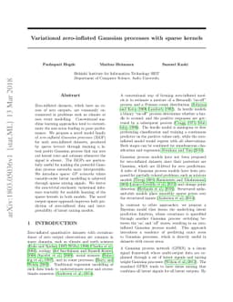 Variational zero-inflated Gaussian processes with sparse kernels