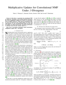 Multiplicative Updates for Convolutional NMF Under $β$-Divergence