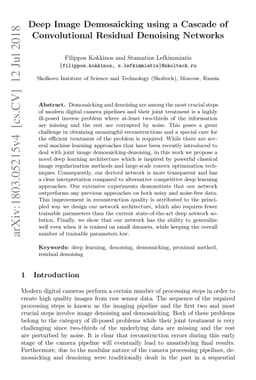 Deep Image Demosaicking using a Cascade of Convolutional Residual
  Denoising Networks