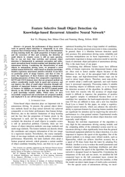 Feature Selective Small Object Detection via Knowledge-based Recurrent
  Attentive Neural Network