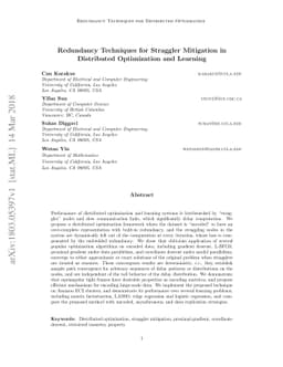 Redundancy Techniques for Straggler Mitigation in Distributed
  Optimization and Learning