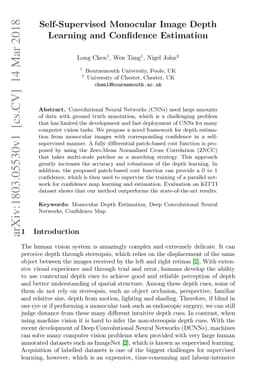 Self-Supervised Monocular Image Depth Learning and Confidence Estimation