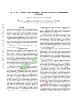 Advancing Connectionist Temporal Classification With Attention Modeling