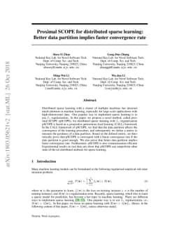 Proximal SCOPE for Distributed Sparse Learning: Better Data Partition
  Implies Faster Convergence Rate