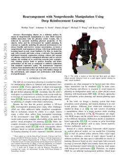 Rearrangement with Nonprehensile Manipulation Using Deep Reinforcement
  Learning