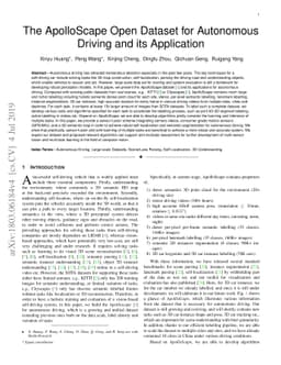 The ApolloScape Open Dataset for Autonomous Driving and its Application
