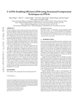 C-LSTM: Enabling Efficient LSTM using Structured Compression Techniques
  on FPGAs