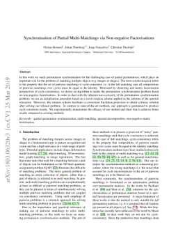 Synchronisation of Partial Multi-Matchings via Non-negative
  Factorisations