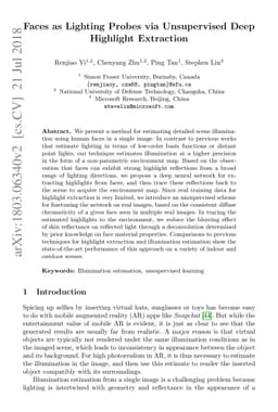 Faces as Lighting Probes via Unsupervised Deep Highlight Extraction