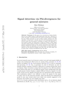 Signal detection via Phi-divergences for general mixtures