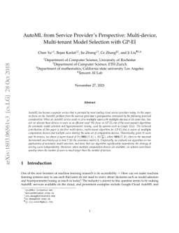 AutoML from Service Provider's Perspective: Multi-device, Multi-tenant
  Model Selection with GP-EI